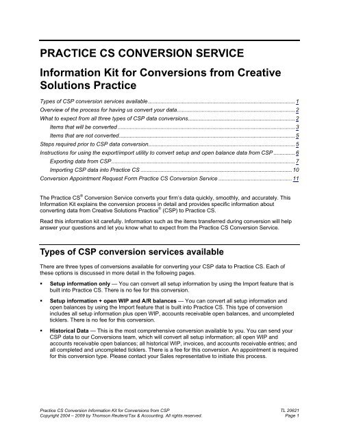 Practice CS Conversion Service - Information Kit for Conversions ...
