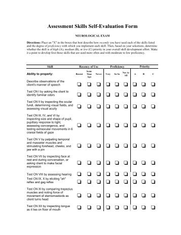 Assessment Skills Self-Evaluation Form
