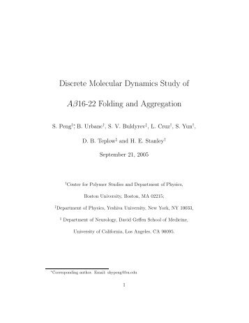 Discrete Molecular Dynamics Study of AÎ²16-22 Folding and ...