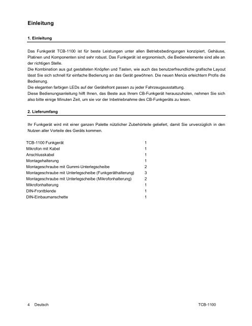 Bedienungsanleitung Manual TTI TCB 1100 (365 KB pdf - Diesnerfunk