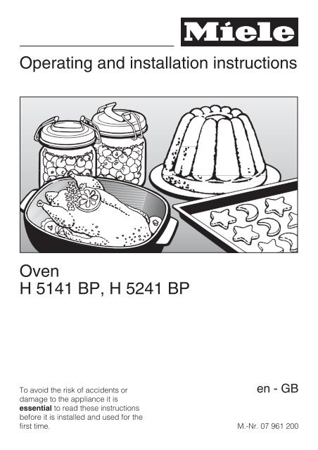 Operating and installation instructions Oven H 5141 BP, H 5241 BP