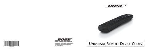 Universal remote device codes - Bose