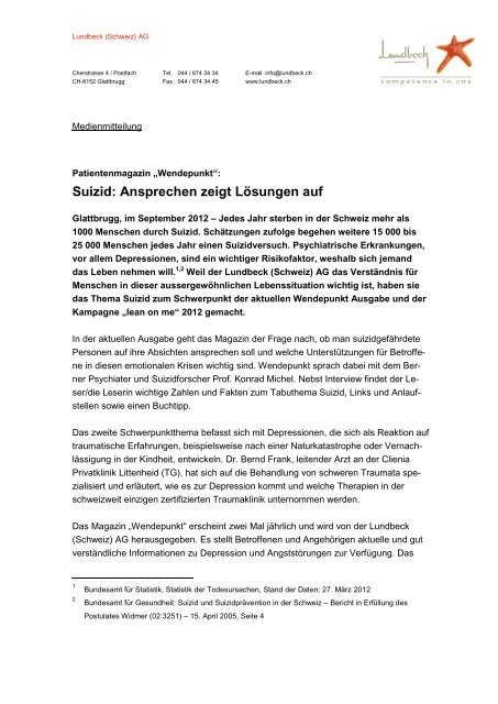 Suizid: Ansprechen zeigt LÃ¶sungen auf - Depression.ch