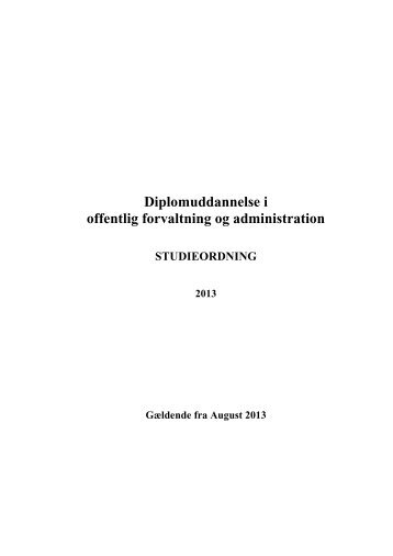 Studieordning Diplom i offentlig forvaltning og administration 2013