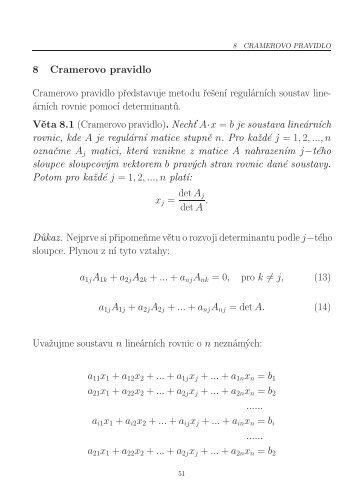 Cramerovo pravidlo. VÃ½poÄet inverznÃ­ matice uÅ¾itÃ­m matice ...
