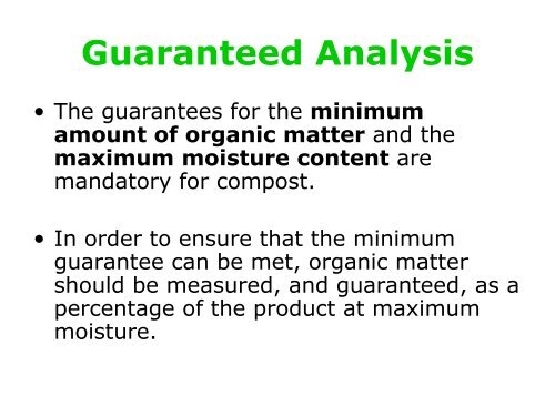 Guaranteed Analysis - Compost Council of Canada