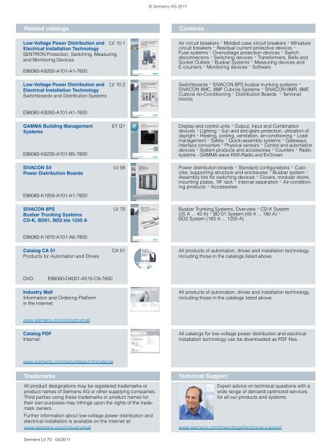 Catalog LV 70 2011 - Low & Medium Voltage - Siemens