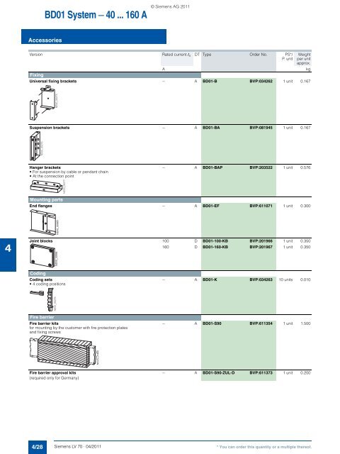 Catalog LV 70 2011 - Low & Medium Voltage - Siemens