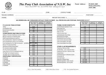 Merchandise Order Form - Pony Club Association of NSW