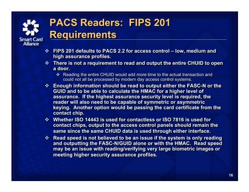 Physical Access Control Systems and FIPS 201 Physical Access ...