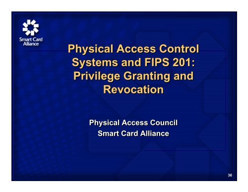 Physical Access Control Systems and FIPS 201 Physical Access ...