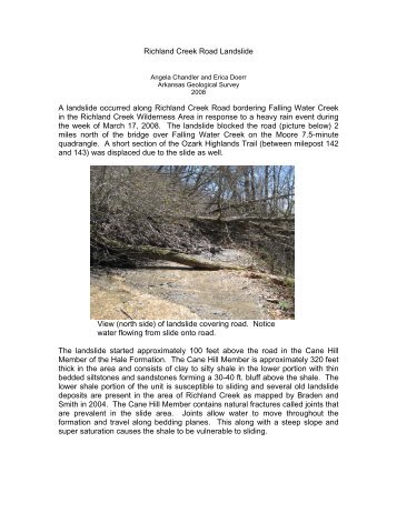 Richland Creek Road Landslide - Arkansas Geological Survey