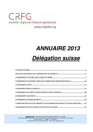 ANNUAIRE 2013 DÃ©lÃ©gation suisse - CRFG