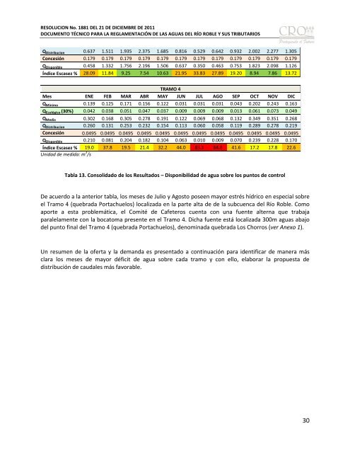 documento técnico para la reglamentación de las aguas del rio ...