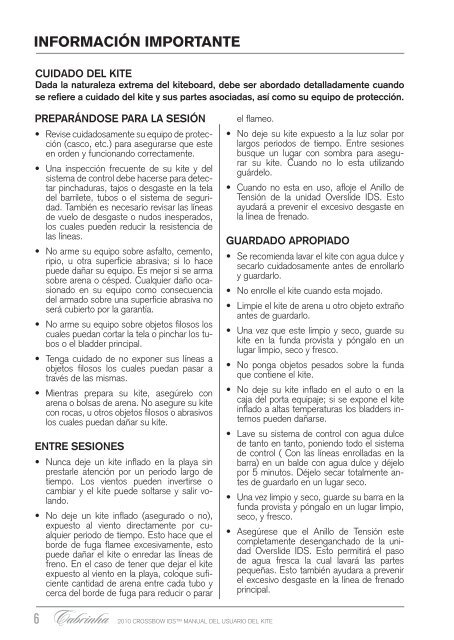 MANUAL DEL USUARIO DEL KITE ESPAÃOL - Cabrinha