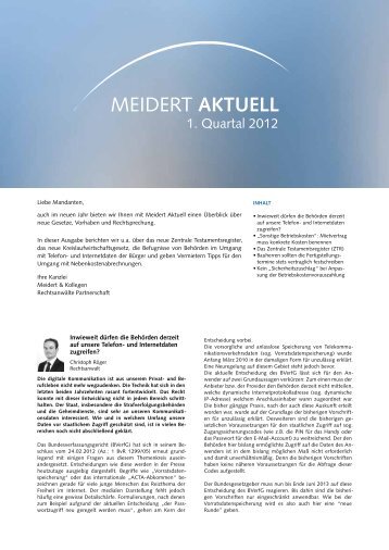 MEIDERT AKTUELL MEIDERT AKTUELL - Meidert & Kollegen