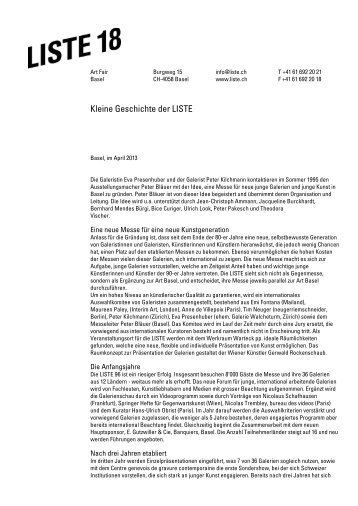 Liste Art Fair Basel 16 22 Juni 2014 Bewerbung Richtlinien