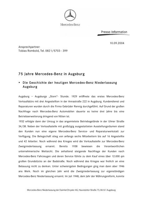 75 Jahre Mercedes-Benz in Augsburg