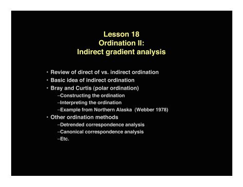 Indirect gradient analysis - Alaska Geobotany Center
