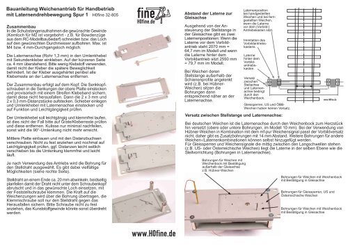 32-805 Weichenantrieb mit Laternendrehungen ... - bei H0fine.de