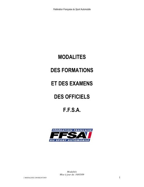 modalites des formations et des examens des officiels ffsa