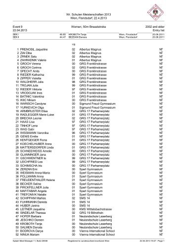 Wr. Schulen Meisterschaften 2013 Wien, Floridsdorf ... - stoneship.at