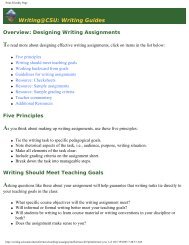 CO St. Univ. website with ideas for writing assignments and writing ...