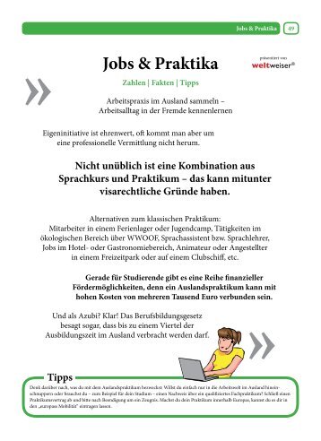 Jobs & Praktika - Die Zeitung fÃƒÂ¼r Auslandsaufenthalte