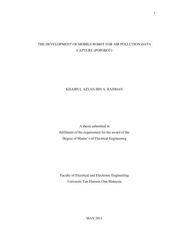 i THE DEVELOPMENT OF MOBILE ROBOT FOR AIR POLLUTION ...