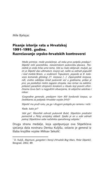 1.3.2.H. Pisanje istorije rata u Hrvatskoj 1991-1995. godine ...