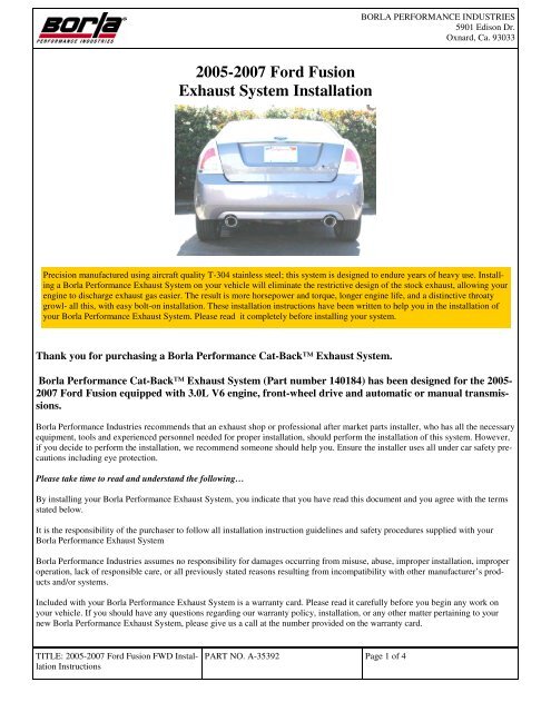 Ford fusion 2024 performance parts