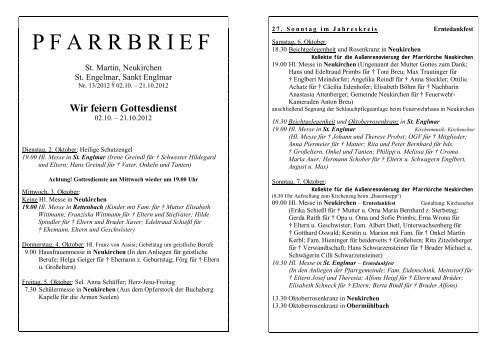 Pfarrbrief 13 - Pfarrei Neukirchen - Gemeinde Neukirchen