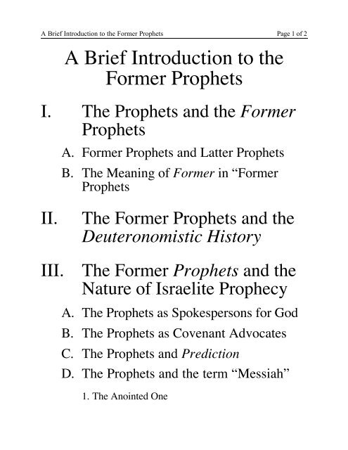 A Brief Introduction To The Former Prophets Greek Language And