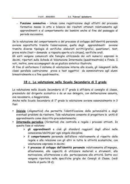 Piano Offerta Formativa 2010/2011 - Comune di Spilamberto