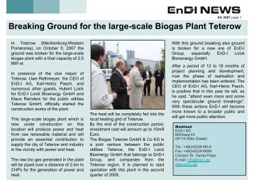 Breaking Ground for the large-scale Biogas Plant Teterow - EnD-I AG