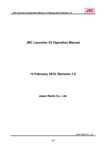 JRC Launcher V2 Operation Manual - JRC Europe - Home