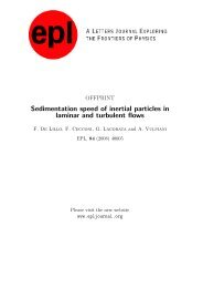 Sedimentation speed of inertial particles in laminar and ... - Cnr