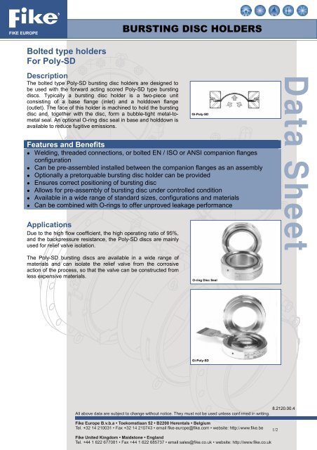 BURSTING DISC HOLDERS - Fagerberg