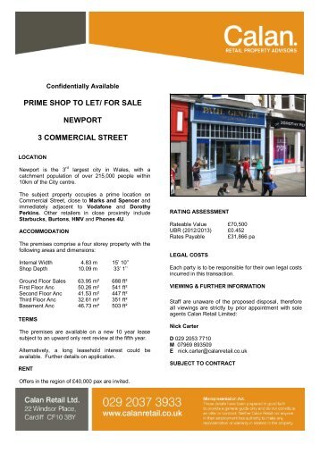 Newport, 3 Commercial Street - Calan - Retail Property Advisors