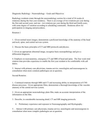 Diagnostic Radiology - Neuroradiology - Goals and Objectives ...