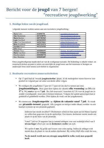 Bericht voor de jeugd van 7 bergen! recreatieve jeugdwerking