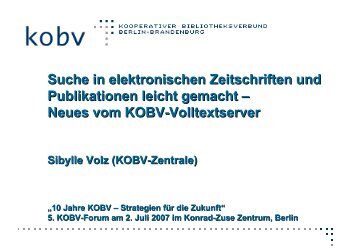 Neues vom KOBV-Volltextserver