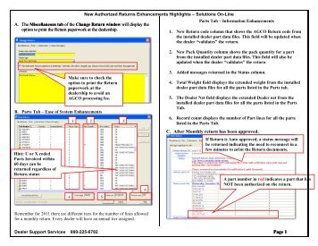 Monthly Returns Guide - AGCO DSS Team