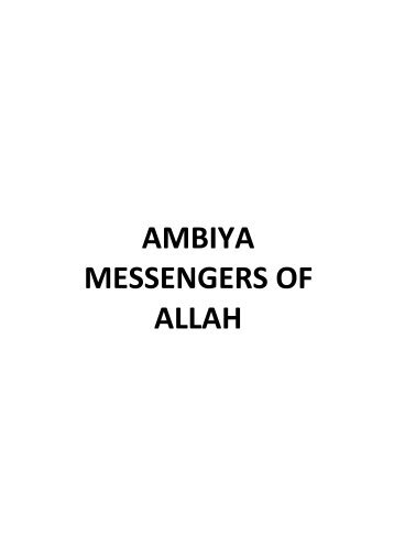 AMBIYA MESSENGERS OF ALLAH - Hujjat Workshop