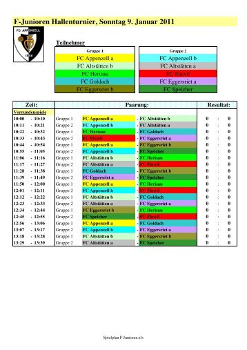 Spielplan F Junioren - FC Appenzell