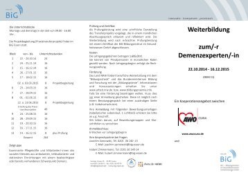 Weiterbildung zur/zum Demenzexpertin/ Demenzexperten