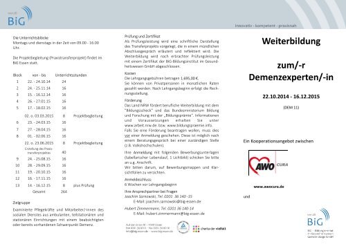 Weiterbildung zur/zum Demenzexpertin/ Demenzexperten