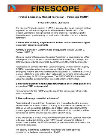 Fireline Emergency Medical Technician – Paramedic - Firescope
