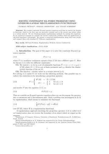 Solving constrained ill-posed problems using Ginzburg-Landau ...