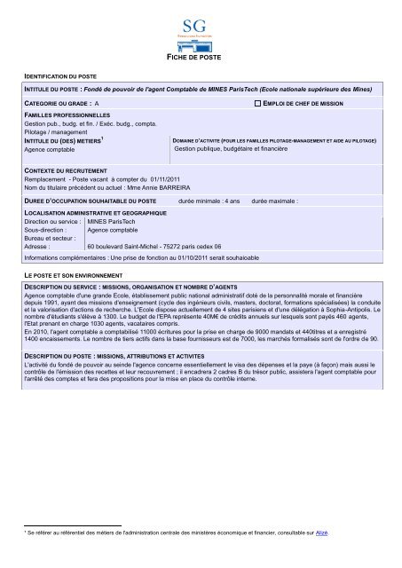 Fiche De Poste